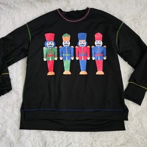 Colorful Nutcracker Christmas Holiday Oversized Sweatshirt XL